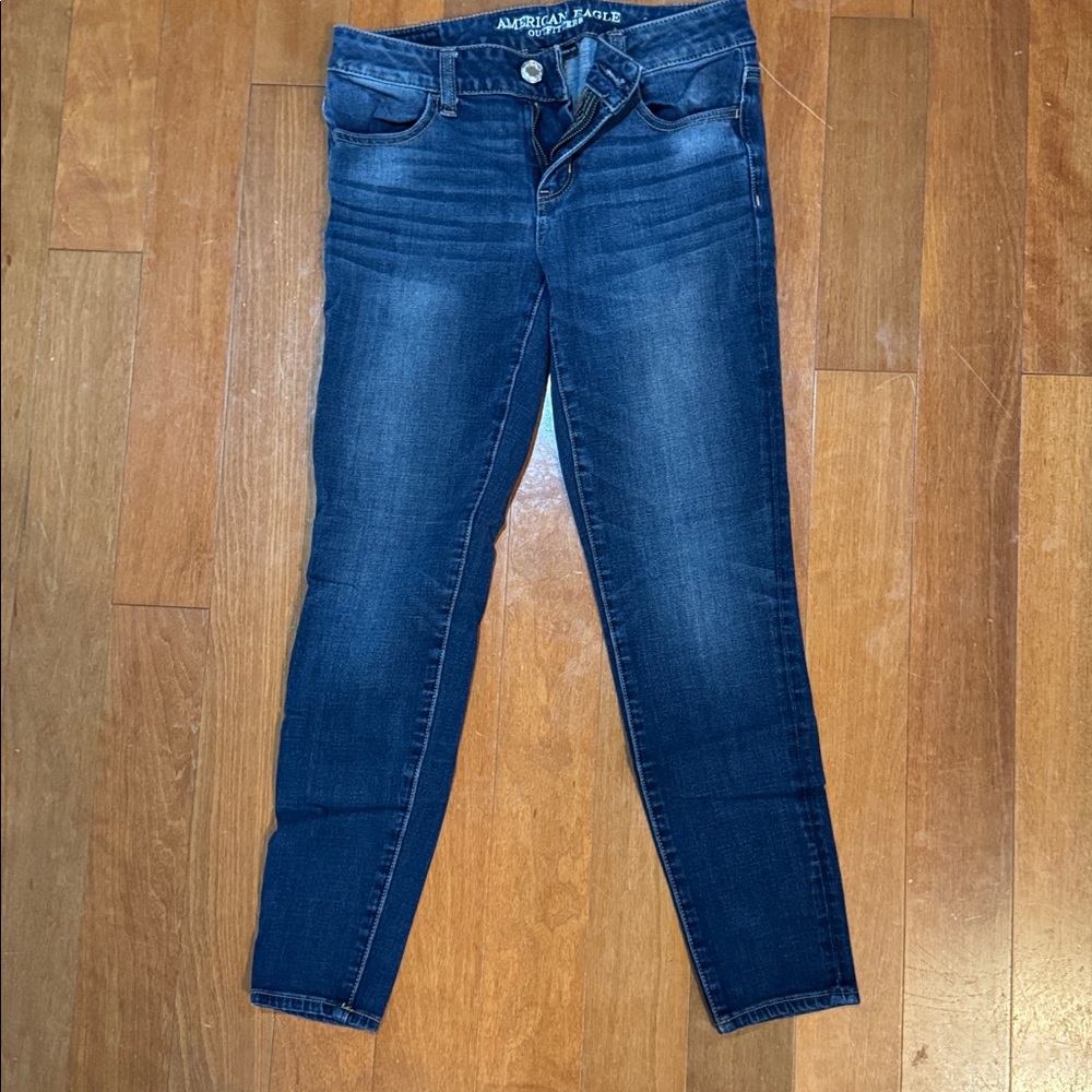 American Eagle Outfitters Super Super Stretch X4 Blue Denim in Dark Wash